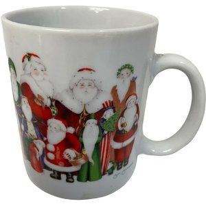 Heart Print World Santas Mug Jan Jameson 12 oz‎ Christmas Cup Height 4"